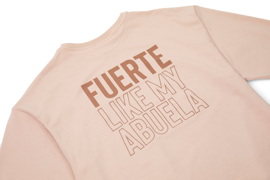 Fuerte Like My Abuela Oversized Crew-neck Sweatshirt in Café con Leche