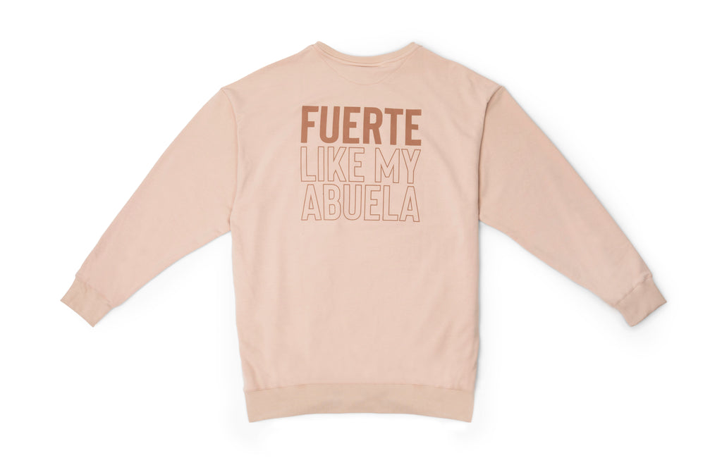 Fuerte Like My Abuela Oversized Crew-neck Sweatshirt in Café con Leche